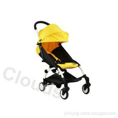 Portable Aluminum Yellow Baby Buggy Stroller / Small Dimens